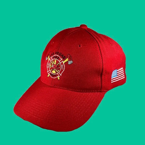 ☀️ Vintage Las Vegas Fire Department Red Dad Hat OSFA Y2K Strap Back - Picture 2 of 6